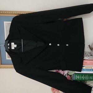 Talbots Stretch Black Blazer Collegiate Preppy Career Luxury Feminine Minimalist